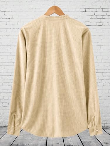Image of Noble Monk Men Polycotton Solid Regular Kurta || Casual Plain Stylish Shirt for Man || Full Sleeve Band Collar Tshirt for Men || Casual Wear Tshirt for Man