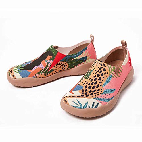 Uin Women's Walking Travel Shoes Slip On Knitted Casual Loafers Lightweight Comfort Fashion Sneaker Leopard & Beauty (9) #TOP4