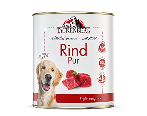TACKENBERG Rind Pur Nassfutter Dose für Hunde - Hundefutter in Premiumqualität - natürlich getreidefrei, 6 x 800 g