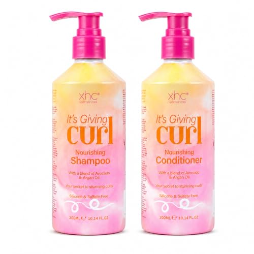 Image of Curly Hair Shampoo & Conditioner Set 300ml Each Pack of 2 – Hydrating Anti Frizz Sulfate Free Curl Defining Hair Care with Argan & Avocado Oil for Dry Frizzy Curly Wavy Hair