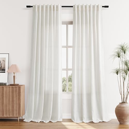 Aersas 120 Inches Extra Long Linen Curtains Length Back Tab