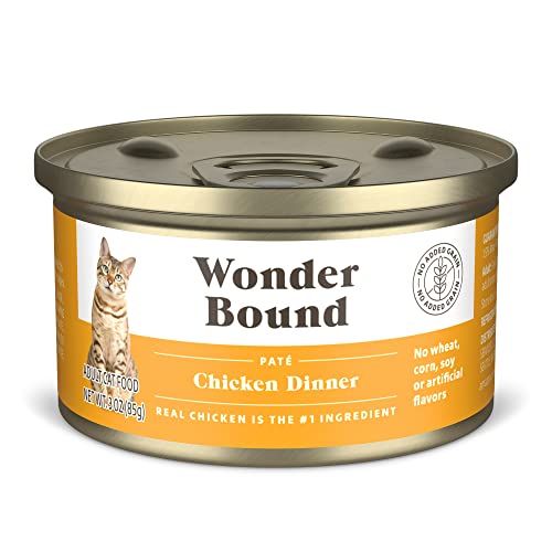 Amazon Brand - Wonder Bound Wet Cat Food Pat No Added Grain 3 oz cans Pack of 24 (Chicken)