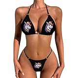 Cool Unicorn with Dental Braces Smile Bikini Set for Women Sexy Triangle Bathing Suit Low Rise Thong 2 Piece Swimsuits XL