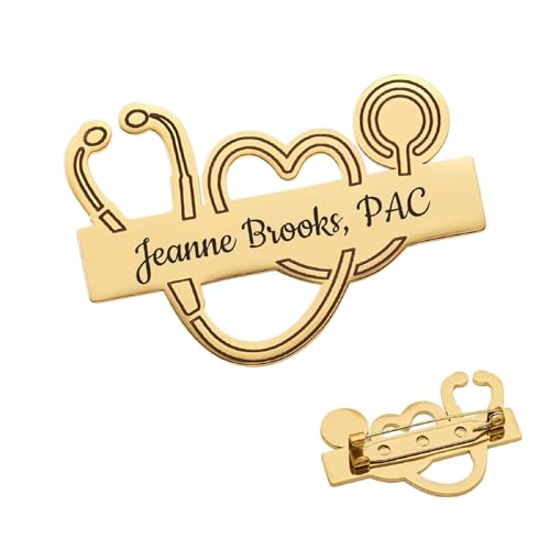 Broche personnalisée en or 18 carats, étiquette d'identification luxe pour médecin