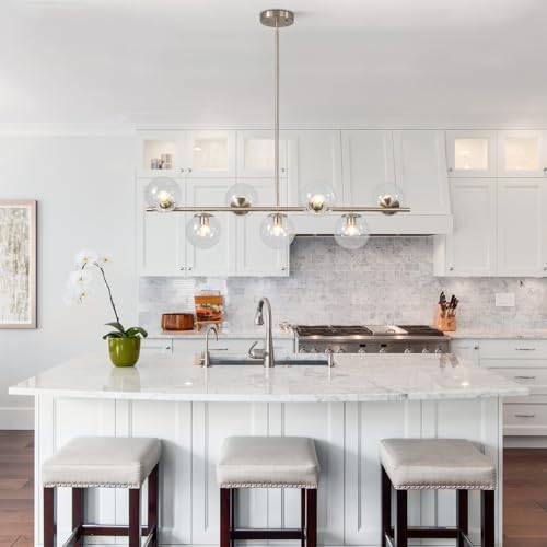 Image of KCO Mid Century Modern 7-Light Brushed Nickel Linear Sputnik Chandelier