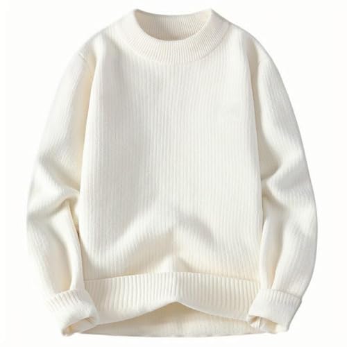 Men's Ribbed Knit Casual Sweater, Long Sleeve Crewneck Drop Shoulder Pullover Tops Basic Loose Warm Sweaters