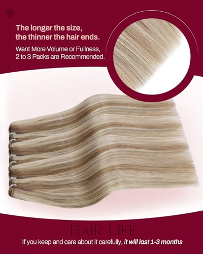Image of Moresoo Sew in Extensions Human Hair, Highlight Brown with Blonde, 20 Inch 100g