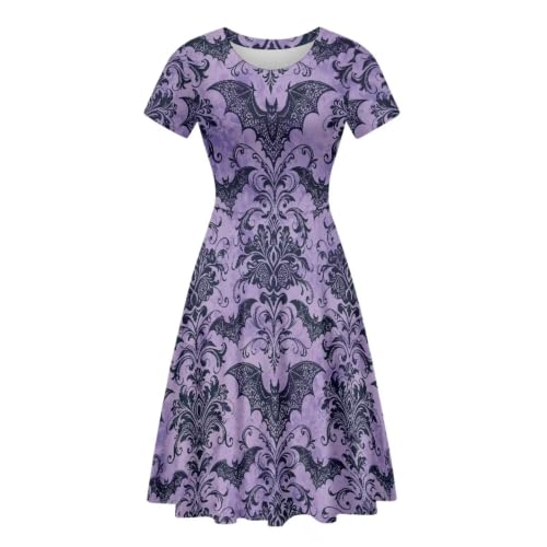Image of POLERO Sunflower Dress for Women Floral Summer Dresses Short Sleeve Casual Sundresses Midi Dresses