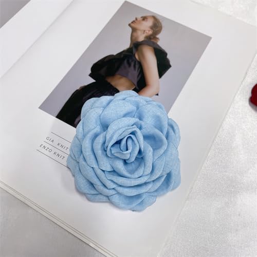 Image of Dainty Fabric Peony Flower Brooches Pin Delicate Camellia Flower Brooch Classic for Women Wedding Party Dance Banquet Elegant Lapel Pins Dress Suit Ceremony Clothes Accessories Jewelry Gifts 100mm