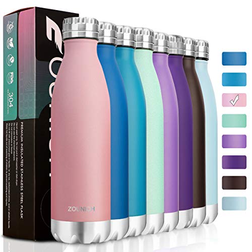 ZOUNICH Metal Water Bottles - Leak-Proof, No Sweating | Bpa-Free Stainless Steel| Double Walled Vacuum Insulated | 350ml, 500ml, 650ml Keeps Cold For 24+ Hrs, Long Hot For 12 Hrs | Kids, Gym,Sports