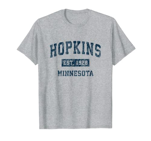 Design desportivo vintage de Hopkins Minnesota, t-shirt com estampado azul marinho, cinza, S
