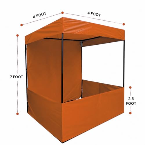 Image of Canopy Tent Portable Waterproof Demo Booth Canopy Stall 6x6x7 Ft for Outdoor Advertising, Marketing Stall, Exhibitions - UV Protection Portable Tent, Heavy-Duty with Carry Bag (6x6x7, Orange)