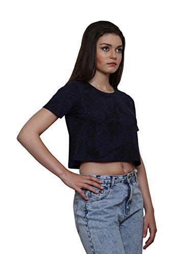 Image of LE BOURGEOIS Women Loose Fit Round Neck Short Sleeve Cotton Crop Top