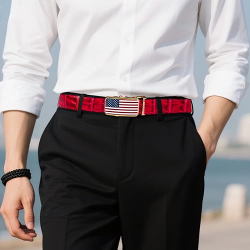 Image of Dubulle Men's Ratchet Belt Gold /Black /Red /Green /Blue /White Automatic Buckle Business Casual Belt Gift - Adjustable Fit