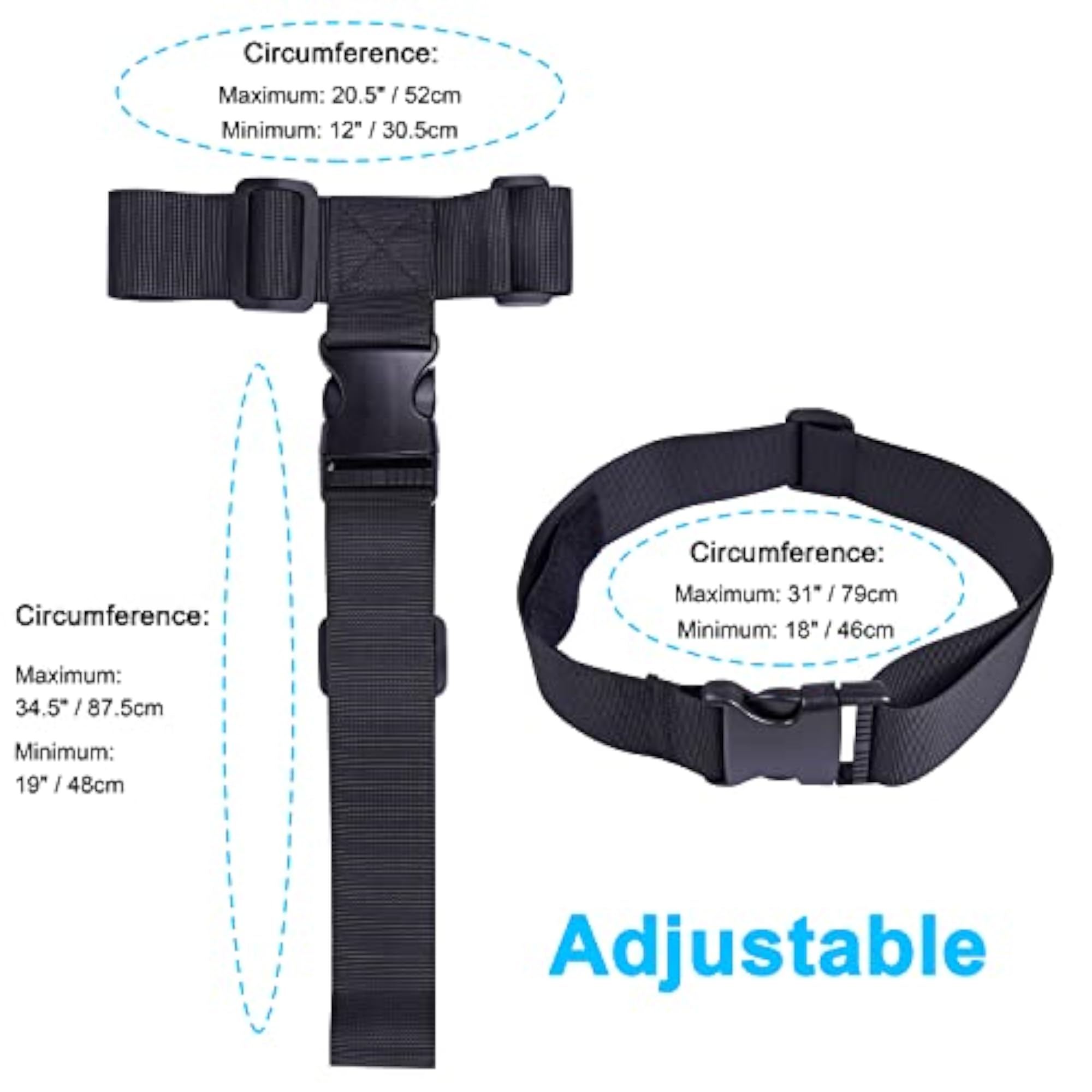 2 Pcs Heavy Duty Adjustable Luggage Strap, Black