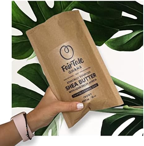 FairTale GHANA Raw African Shea Butter 16 oz / 450 gr. Wild harvested, Ethically sourced, 100% Natural, Unrefined, Plant Based, Vegan, Ivory