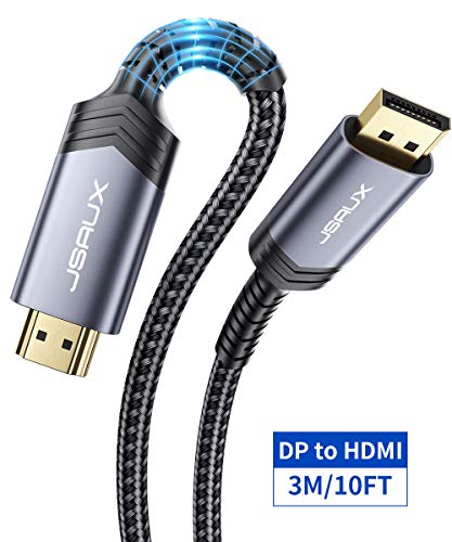 DisplayPort to HDMI Cable 10FT, JSUAX DP to HDMI Male to Male Video