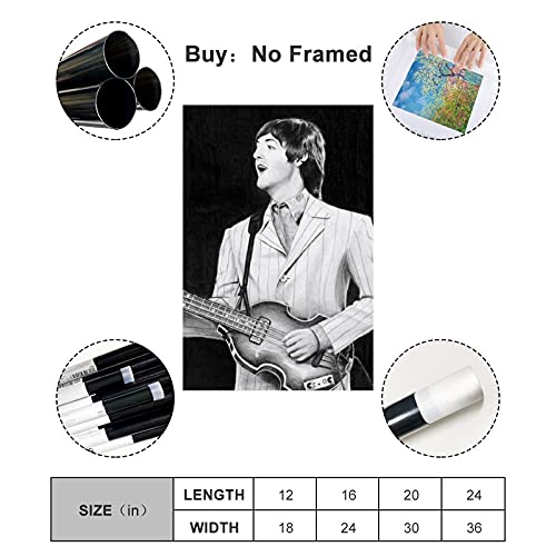 Poster Paul McCartney 1966 – Art mural – Impression sur toile moderne – Pour chambre familiale – 40 x 60 cm - Les Beatles, Paul McCartney, John Lennon, RIngo Starr, George Harrison Poster Paul McCartney 1966 - Art mural - Impression sur toile moderne - Pour chambre familiale - 40 x 60 cm – Image 3