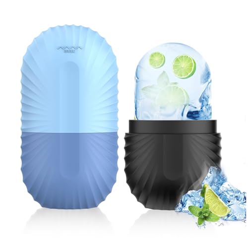 ZPU Ice Roller for Face and Eye, Reusable Silicone Ice Facial Roller Ice Holder, Face Ice Mold Skin Care, Ice Cube Roller for Shrink Pores Anti Wrinkle Reduce Puffiness, Black 2pcs