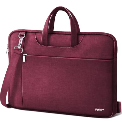 Ferkurn Laptop Case Bag Women Men Computer Sleeve with Shoulder Compatible with HP/Inspiron/Thinkpad/Vivobook/MSI/Surface, 17.3 inch, Red