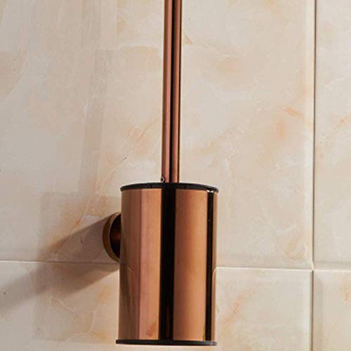 Brosse WC murale en acier inoxydable 304 noir mat et support or rose - 6