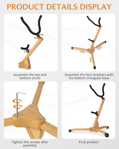 image for STRICH Saxophone Stand Display Holder For Alto Tenor Sax, Wooden Sax F