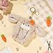 NEWEST Bunny Plush Kpop Photocard Holder with Keychain, Soft Rabbit ID Badge Holder Protector Cover, Cute Cartoon Animal Photo Case Sleeve for Idol ID Card Student Worker Bag Charm Pendant