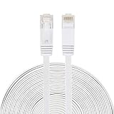 DXTSXLU Cable Lan De Red Ethernet Plano Ultrafino Cat6 De 15 M, Parc(Blanco)