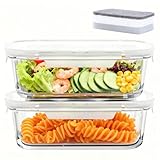 ZhouZGlass 2 Pack 680ml Glass Food Storage Containers with Lids, Reusable Meal Prep Containers, Glass Lunch Box with Snap Airtight Lid for Baking, Microwave, Oven, Freezer, Dishwasher