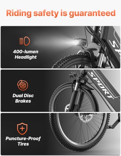 Image of Electric Bike for Adults, 1500W Peak E bike with 48V 12Ah Internal Removable Battery, 26 inch Electric Bicycle Up to 25MPH, 65 Miles Long Range, 5 Modes & 7 Speeds, Lightweight Cruiser E-bike for Commute