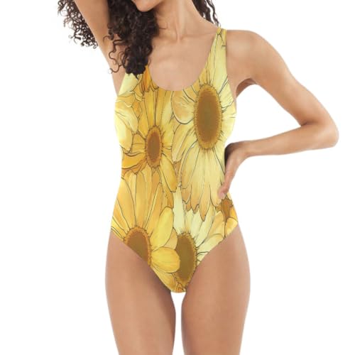 Maillot de bain fleurs jaunes tenue de plage et bikini pour vacances au soleil