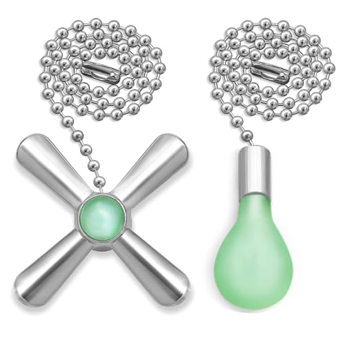 Dotlite Silver Ceiling Fan Pull Chain Set, 2Pack 3mm Diameter