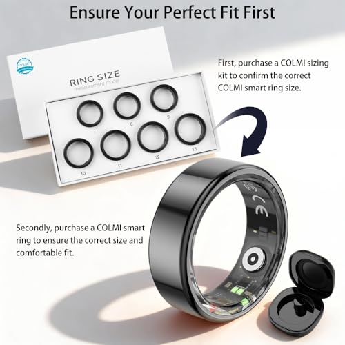 Image of Smart Ring for Women, Health Tracker & 5ATM, COLMI R02. (Black, 11#)