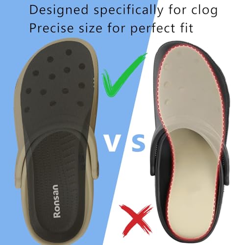 Image of Ronson Shoe Insoles of Clog Garden Shoes, Extra Wide Barefoot Shoe Inserts Pads for Nurse Shoes, Garden Work Sandals, Thin Replacement Insoles for Women 10 / Men Size 8, Black