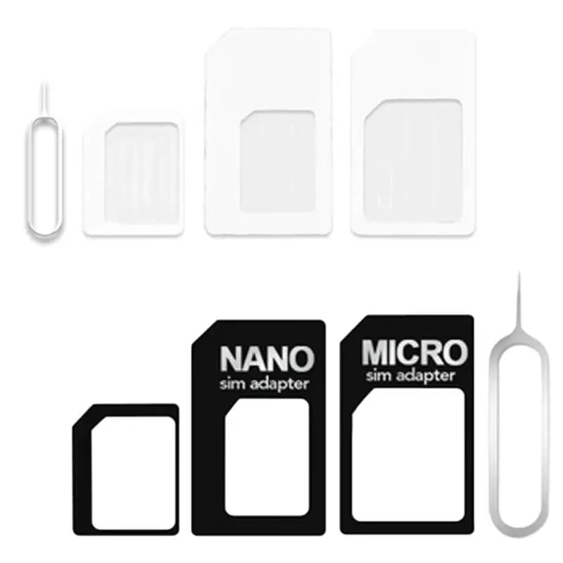 Adaptador Nano SIM 4 en 1 (Nano SIM to Micro SIM Card + Micro SIM to Standard Card + Nano SIM to Standard Card) + Clip para extraer SIM de regalo universal para todos los smartphones o tablets