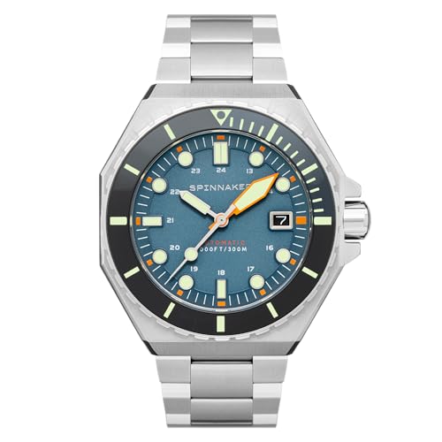 Spinnaker Męski zegarek 44 mm Dumas automatyczny 3 igły z paskiem ze stali nierdzewnej SP-5081, Niebieski Yonder, Bransoletka