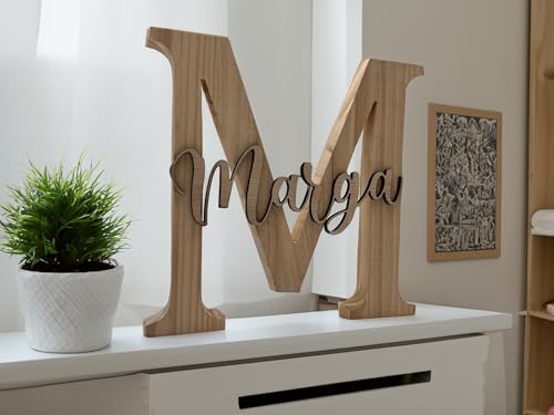 Creativa Digital Letra con Nombre Decorativa en Madera | Hecho a Mano | Madera de Pino Gallego | Ideal para Regalar o Decorar