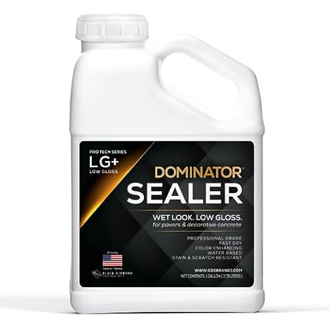1 Gal. DOMINATOR LG+ Clear Acrylic Sealer | Low Gloss Paver Sealer | Wet Look, Color Enhancing | Professional Grade | Concrete Pavers and Decorative Concrete | Fast Dry | Driveway, Patio and Walkways Cover