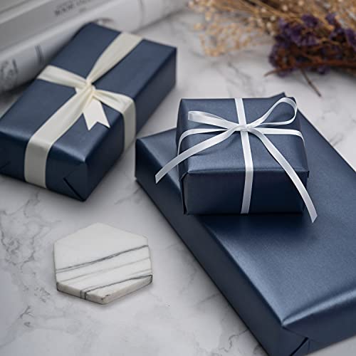 Image of RUSPEPA Navy Blue Matte Wrapping Paper - Solid Color Pearly - lustre Paper Perfect for Wedding, Birthday, Christmas, Baby Shower -17 Inches X 32.8 Feet