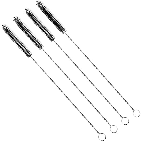 fancility 4 cepillos para pajita (9 mm de diámetro, 32 cm extra largos) para cafeteras automáticas – Cepillo de pajita y cepillo de limpieza fino y flexible – Cepillo para manguera de leche y cepillo