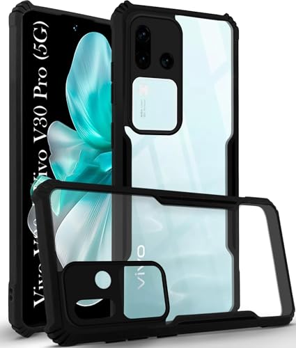 Image of Jkobi Back Cover Case for Vivo V30 | Vivo V30 Pro 5G (Shockproof with Polycarbonate Clear Panel | Professional Black)
