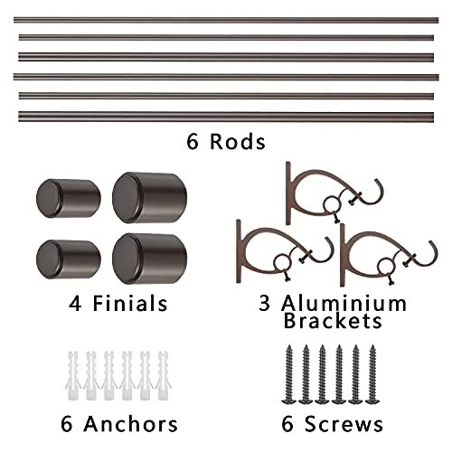 Kemmie 1" Window Treatment Curtain Rod With Cylindrical Cap Finials, Double Drapery Rod Adjustable Length 72-144", Bronze #TOP3