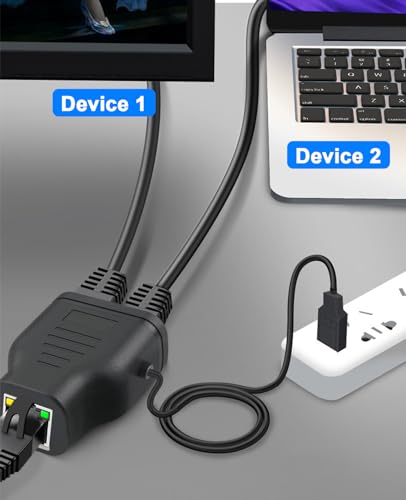 Divisor Ethernet 100 Mbps RJ45 Duttek con cable USB para duplicar conexión Cat6 en casa 4