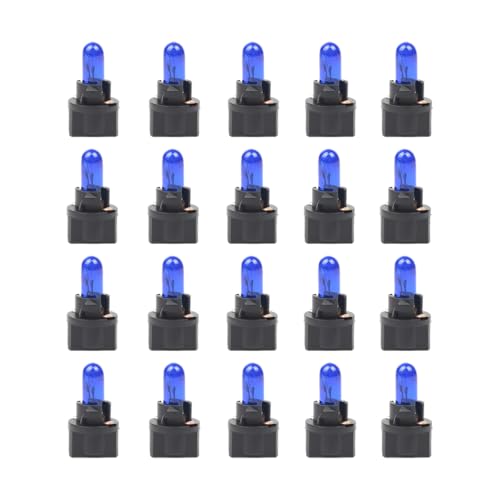 Zpana Car Halogen Instrument Cluster Bulbs Kits, 20PCS T5 17 57 86 Vehicle Dash Panel Lamp With Twist Lock Socket, 12V Automotive Interior Replacement Dashboard Light, Universal Fit (Blue)