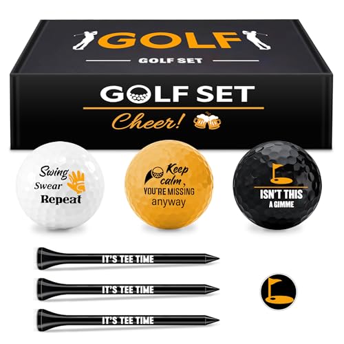 Golf Gifts Set for Men,Funny Golf Balls,Personalised Golf Balls and Tees,Golf Accessories for Men Grandpa Novelty Golfer,Suitable for 40th 50th 60th 70th Birthday