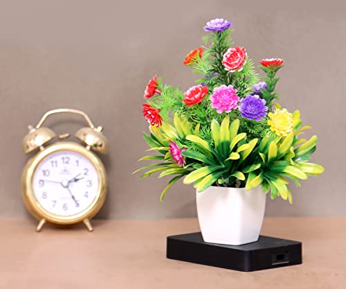Image of Anuash Artificial Flower with Pot for Home Decor - 16 cm (Set of 4) | Faux Flower Plant, Table Top Decorative Potted Plant | Ideal for Living Room, Bedroom, Office Desk & Festive Decoration