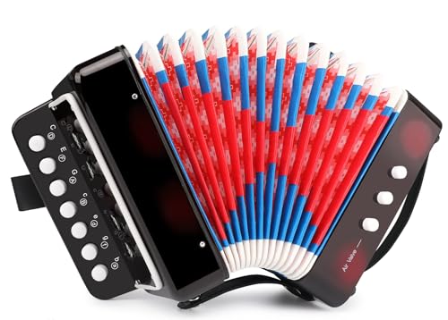 Kids Accordion, 10 Keys Control Mini Accordion Toy Gifts Easy to Play for kids Children Beginners Lightweight Musical Instrument Developmet Fit for 3 years and over(black)