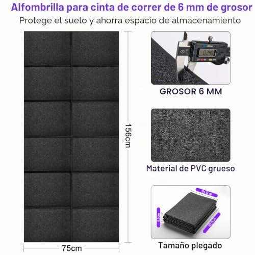 Tapete para caminadora Vanexiss de 156x75 cm protector de suelo impermeable 6