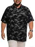uideazone Men's Big and Tall Performance Polo Shirt - Moisture Wicking Dry Fit Golf Shirts, Wrinkle-Free Business Casual Short Sleeve Top for Men,Camo, 3XL