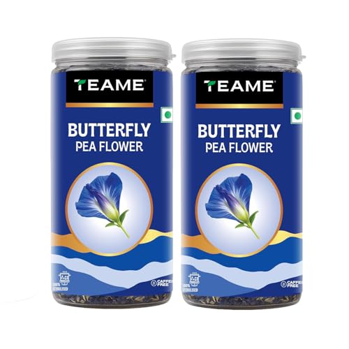 Image of TE-A-ME - Butterfly Pea Flower Tea | Blue Pea Tea | 200gm (200+ Cups) | SUPER ANTIOXIDANT | Caffeine Free | Aparajita - Shankhpushpi | Flower Based - Herbal | Helps Relieve Stress | 100g - Pack of 2